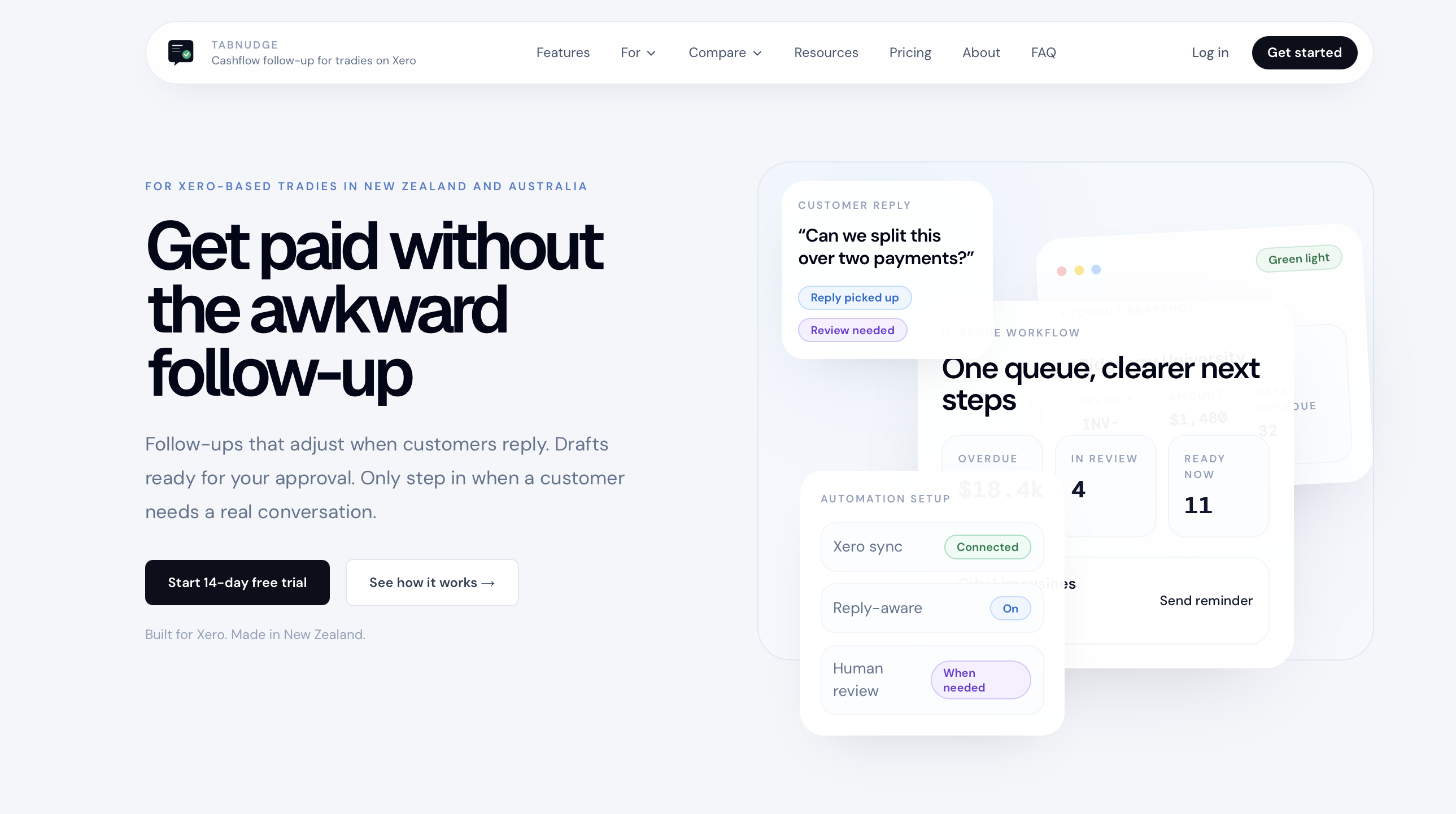 Tabnudge — cashflow follow-up for Xero tradies